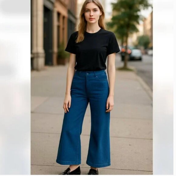 NWT Kut from the Kloth Meg High rise Corduroy Pants  cobalt blue wide leg 12 - Picture 1 of 10